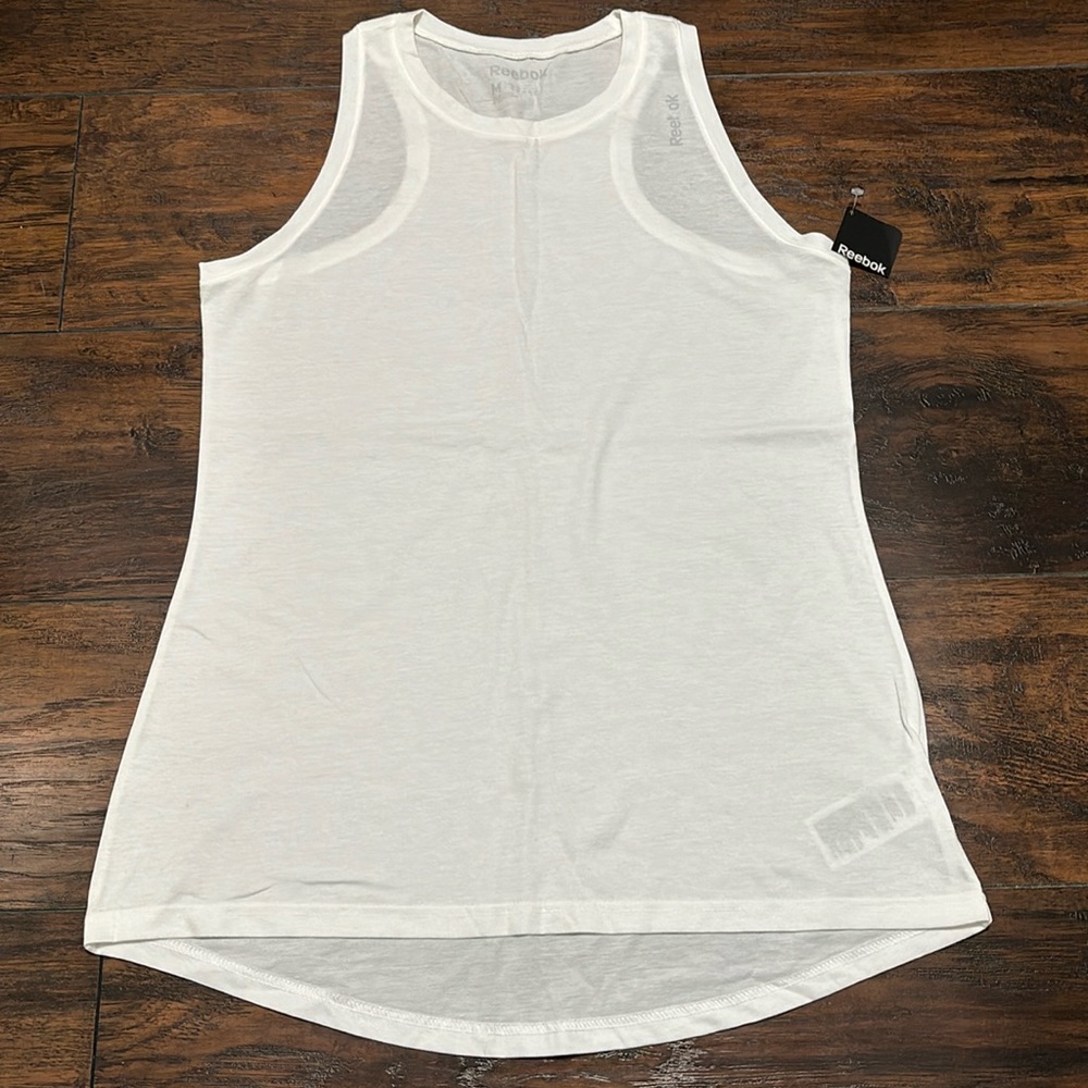 NWT Reebok racer back white tank top M